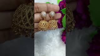 Latest stone jhumka|8754252999 #jhumka #online #white #gold #trending