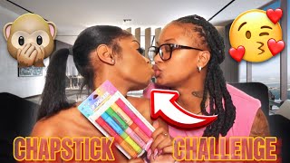 LESBIAN CHAPSTICK KISSING CHALLENGE🥵💦** GETS SPICY**