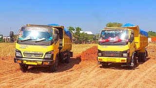 Truk Jomplang.Mobil Truk CANTER Bongkar Muatan TANAH Timbunan FULL BAK Di Lokasi Proyek PERUMAHAN