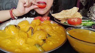 Eating kadhi chawal,papad,salad | eating show asmr | big bites | messy eating,food video @SpiceASMR