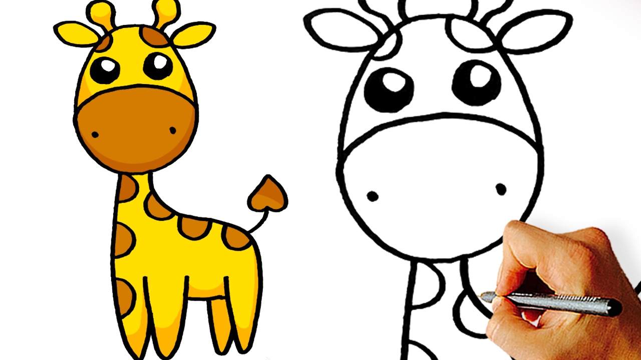 Very Easy! How To Draw Cute Cartoon Giraffe. Art For Kids! - YouTube