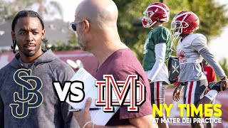 NY TIMES GOES 2 MATER DEI PRACTICE 🤯 | Mater Dei vs Bosco HSFB Rivalry Week Preview @SportsRecruits