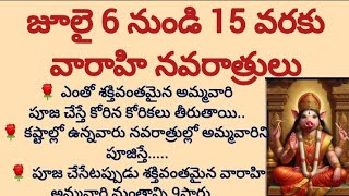 వరాల జల్లులు కురిపించే వారాహి నవరాత్రులు జులై 6 నుండి 15 వరకు. పూజ విధానం //Varaahi navaratrulu 2024