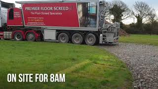 Pouring screed with our Transmix Mobile Screed Factory