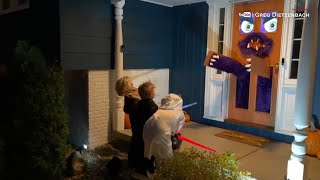 Iowa man creates monster door decoration that comes to life for Halloween