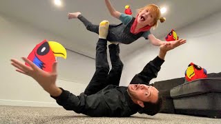PiRATE YOGA with PARROTS!!  Family exercise morning routine with Adley & Niko! ultimate new game