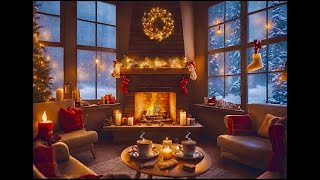 Cozy Christmas Coffee Shop Ambience with Instrumental Music & Cozy Crackling Fireplace Smooth Jazz