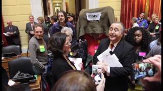 2.28.2017: Around 200 protesters held a rally at the RI State House denouncing bill H5093 aimed at i