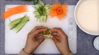 Amazing Design of Cucumber & Carrot Flower Garnish | Vegetable Rose Decoration DIY