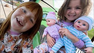 CRAZY BABiES at the PARK!!  Adley helps Navey get cereal then play Baby Moms! ir