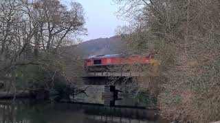 DB Cargo 66 crossing the Derwent at Belper heading to Cardiff