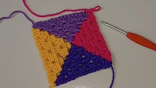 How To Crochet A Four Coloured Granny Square / Granny Square Crochet Tutorial