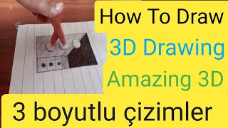 3D drawing easy step by step on paper - how to draw 3d optical illusion
