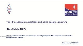 RSGB 2018 Convention lecture:  The top HF propagation questions - and some possible answers