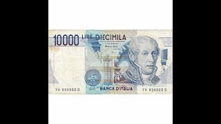 1984 10000 Lire Italy Banknote Portrait of Alessandro Volta