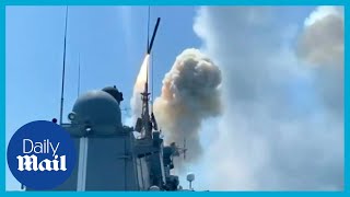 Footage: Russia launches Kalibr cruise missiles at Ukraine targets