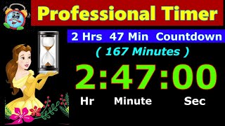 Timer Countdown 167 Minutes [Reverse Time] 2 Hrs 47 Minutes | Digital Clock | Alarm, Whatsapp Status