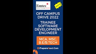 Emtec Off Campus Drive 2022 | Trainee Software Development Engineer | IT Job | Engineering Job