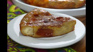 Espectacular torta de platano maduro en sartén.