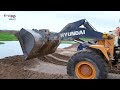 best activities work wheel loader hl665 u0026 dump truck unloading sand shantui bulldozer pushing sand