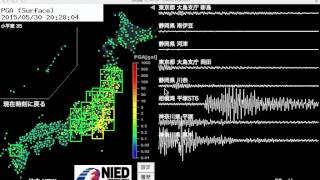 強震モニタ　2015年5月30日20:23発生 小笠原沖震源地震