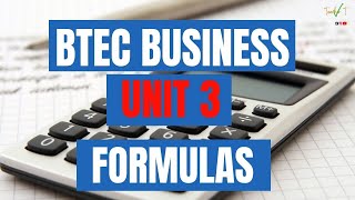 BTEC NATIONAL BUSINESS UNIT 3 FORMULAS  ✅ - You Need To Know These For Your Unit 3 BTEC Exam