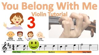 Taylor Swift - You Belong With Me Sheet music and easy violin tutorial