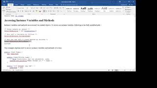 ACCESSING INSTANCE VARIABLE AND METHODS | JAVA | FREE VIDEOS