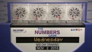 Midday Numbers Game Drawing: Wednesday, November 2, 2016