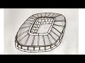 How to draw Football Stadium - Very easy - SHN Best Art