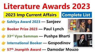 Literature Awards 2023 | Awards & Honours 2023 Current affairs | Awards Current affairs 2023