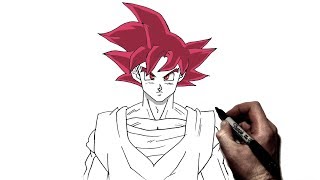 How to Draw Goku SSJ God Red | Step By Step | Dragonball