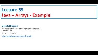 Lecture 59 Java | Array [ Example - Reversing an Array ]