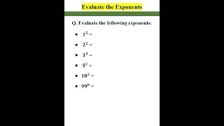 Evaluate the Exponents #shorts #maths #mathematics #exponents