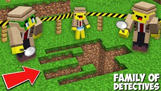 My family BECAME DETECTIVES TO FIND THE MISSING IRON GOLEM in Minecraft ! SECRET GOLEM PIT !