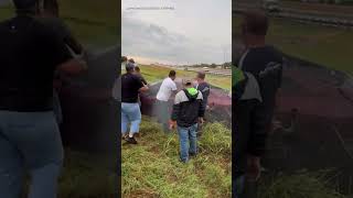 A group of strangers banded together to rescue a man from a flipped vehicle in Texas.