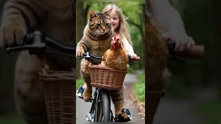 The cat is riding a bicycle.#cat#rider#foryou#viralshorts#100k