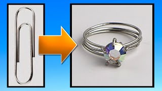 Easy Paperclip or 20g Wire Prong Ring Faceted Gem stone Jewelry Making Tutorial