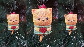 Котик Новогодняя игрушка из папье-маше | Обзор