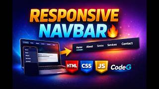 How to Create Responsive Navigation Bar | HTML CSS JavaScript Tutorial | CodeG