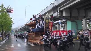 2016堺市南区だんじり祭り　上神谷・美福連合ＮＴＴ前やりまわし　豊田①（平成28年10月1日）