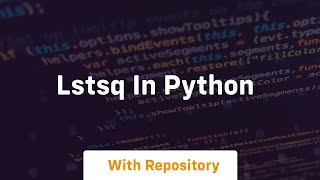 lstsq in python