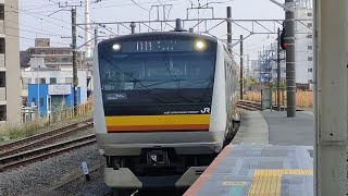 E233系8000番台ﾅﾊN29編成が快速立川行きとして尻手駅2番線を通過する動画（2023.4.1）