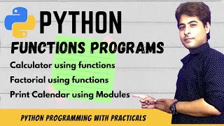Program Using User Defined FUNCTIONS | Python Tutorial | Programming in python | हिंदी में