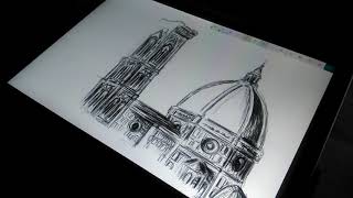 Digital Drawing of Santa Maria Della Fiore, Florence, Italy.