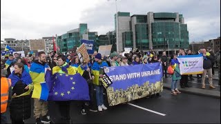 Ukrainians march through Dublin on 3rd anniversary of invasion