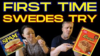First time! Swedes cook and try american SPAM and Reese´s coffee cake!