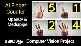 AI Finger Counter using OpenCV Python & Mediapipe | Malayalam Tutorial.