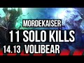 MORDEKAISER vs VOLIBEAR (TOP) | 11 solo kills, 13/3/3 | BR Diamond | 14.13