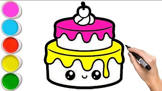 Drawing Birthday Cake For Kids | Cake Colouring | Art For Kids